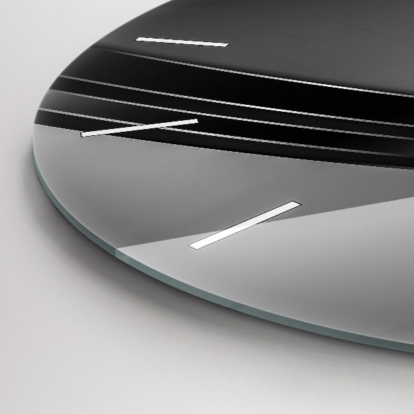 Round glass wall clock Silver lines
