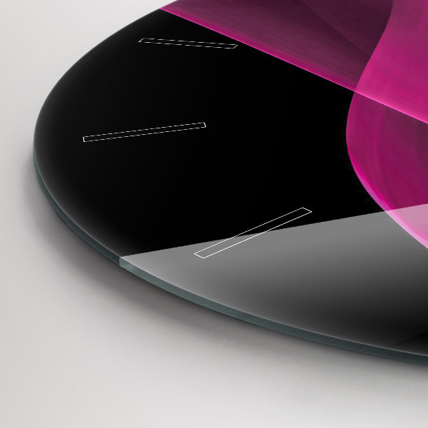 Round glass wall clock Pink abstraction