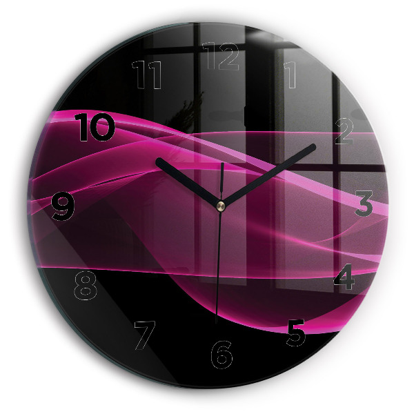 Round glass wall clock Pink abstraction