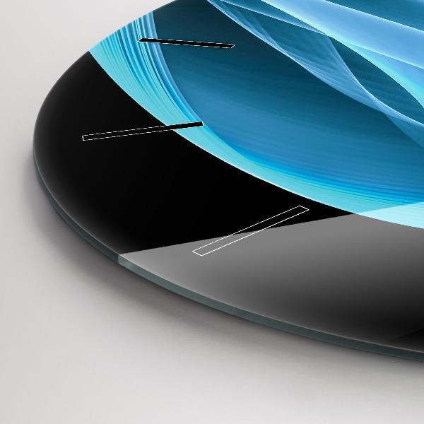Round glass wall clock Blue abstraction