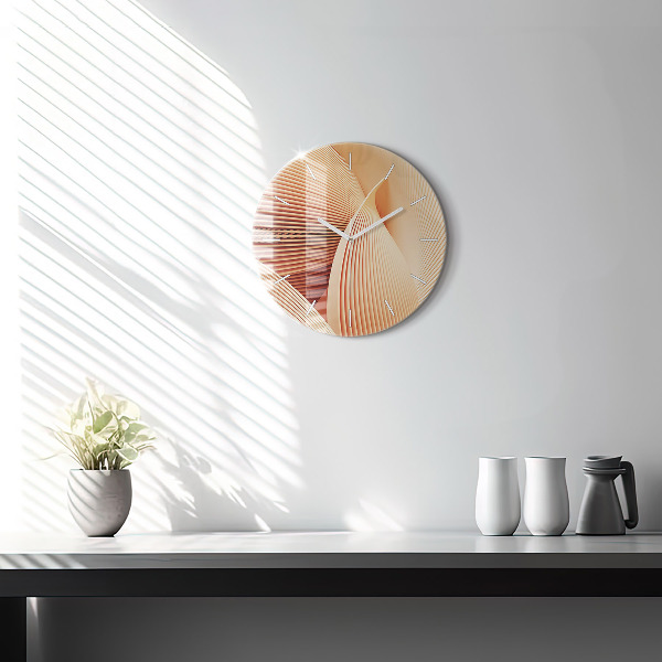 Round glass wall clock Abstract wave pattern