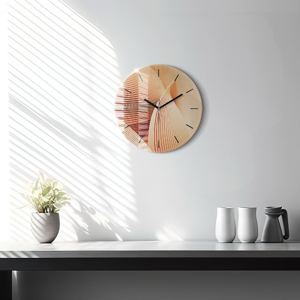 Round glass wall clock Abstract wave pattern