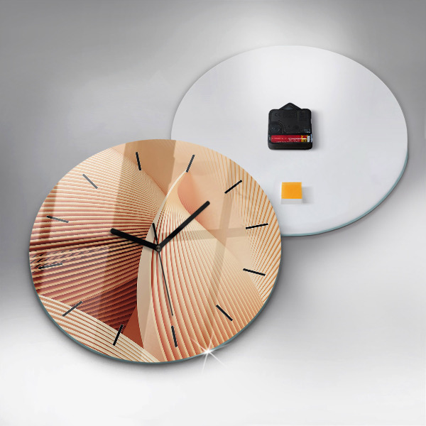 Round glass wall clock Abstract wave pattern