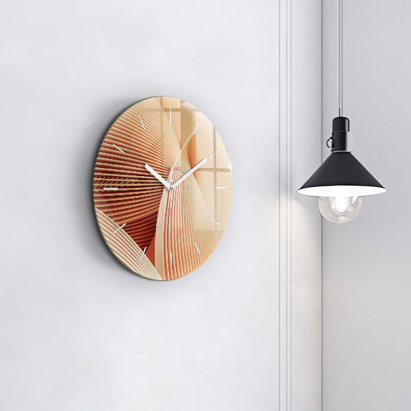 Round glass wall clock Abstract wave pattern