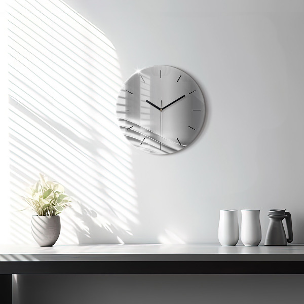 Round glass wall clock Silver abstraction