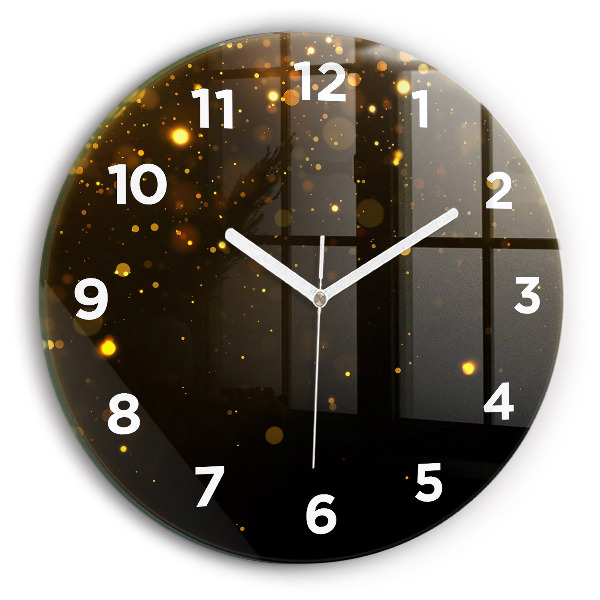 Round glass wall clock Gold dust