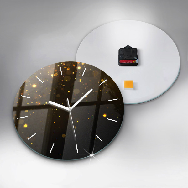 Round glass wall clock Gold dust
