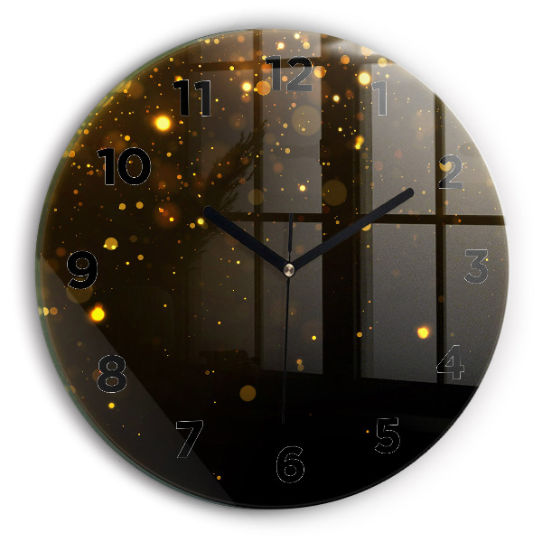 Round glass wall clock Gold dust