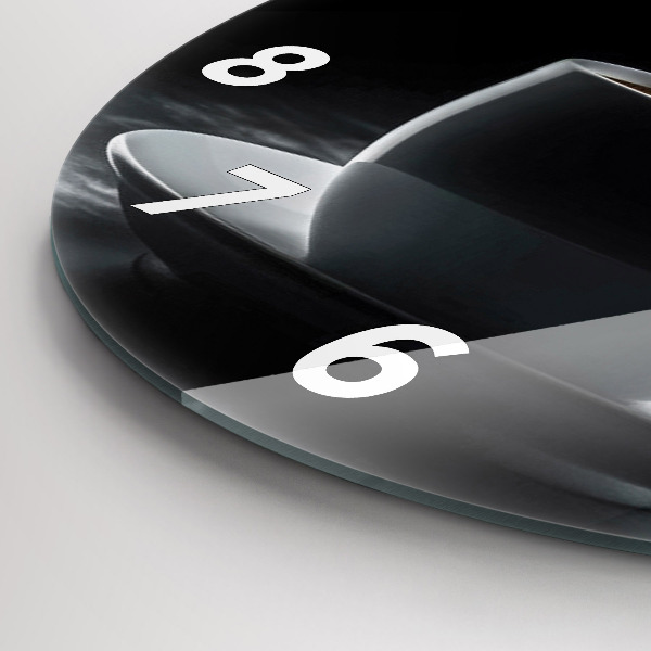 Round glass wall clock A cup of black coffee