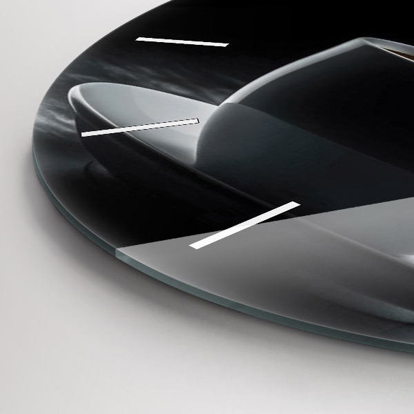 Round glass wall clock A cup of black coffee