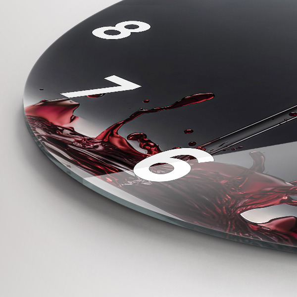 Round glass wall clock A glass of red wine