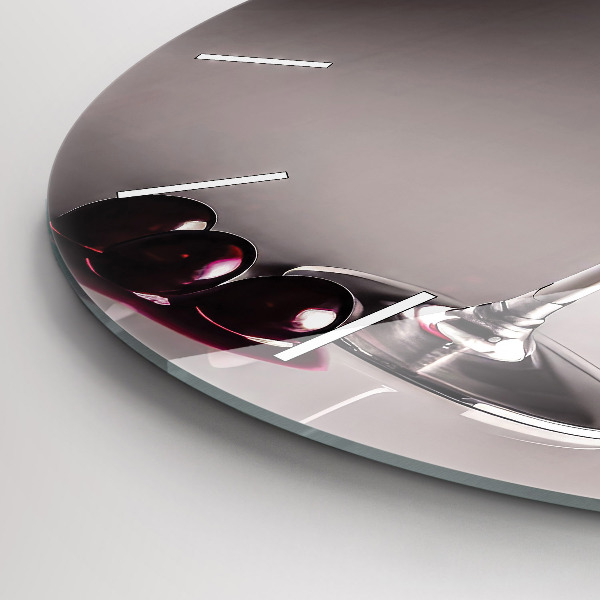 Round glass wall clock A glass of red wine