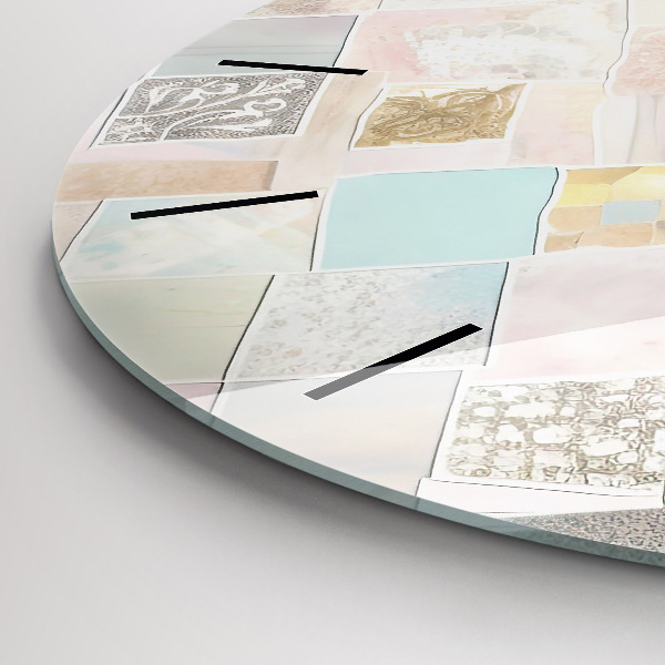 Round glass wall clock Colored tiles