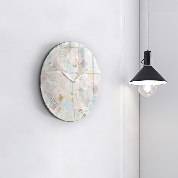 Round glass wall clock Colored tiles