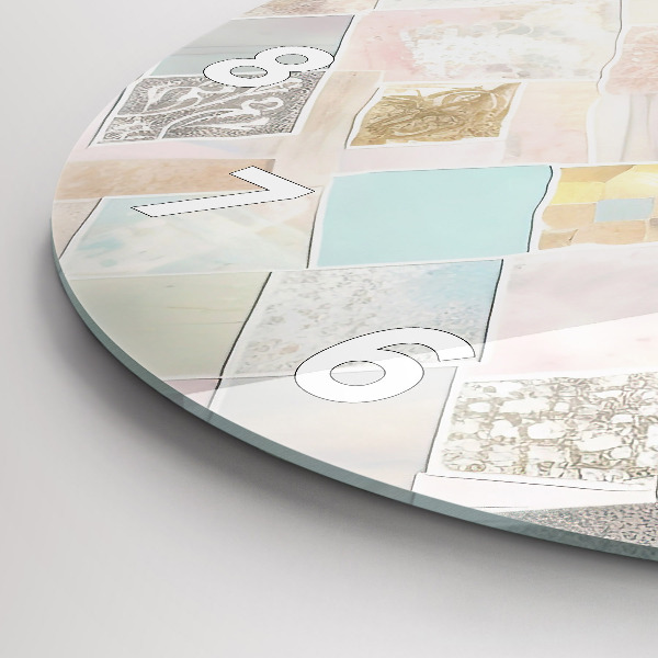 Round glass wall clock Colored tiles