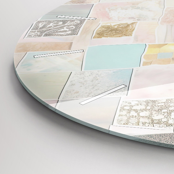 Round glass wall clock Colored tiles