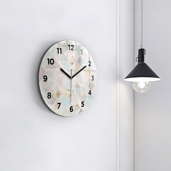 Round glass wall clock Colored tiles