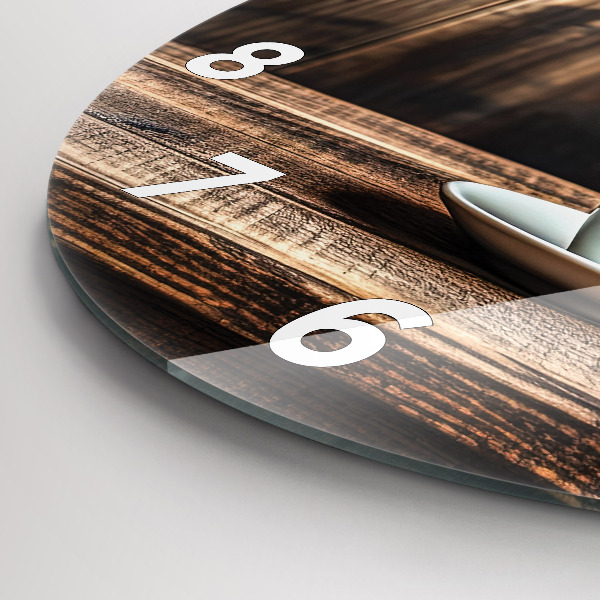 Round glass wall clock A cup of coffee