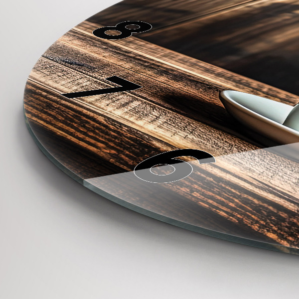 Round glass wall clock A cup of coffee