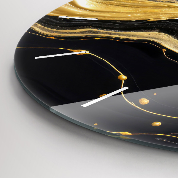 Round glass wall clock Gold marble