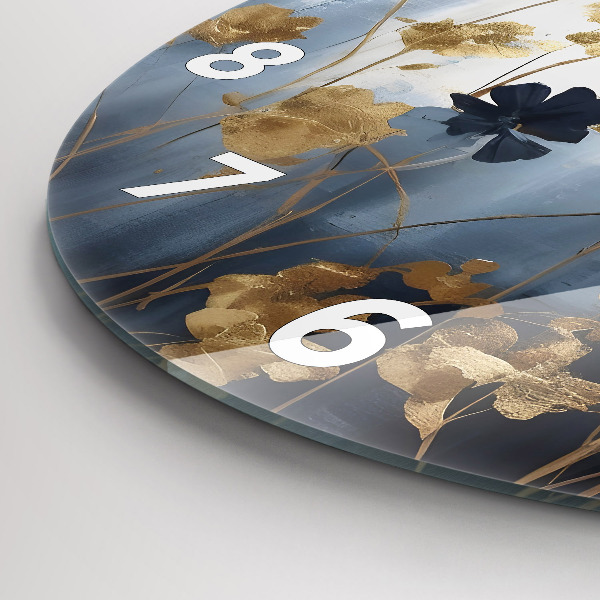 Round glass wall clock Abstract flowers