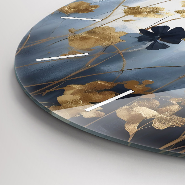Round glass wall clock Abstract flowers
