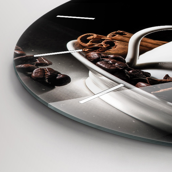 Round glass wall clock A cup of coffee
