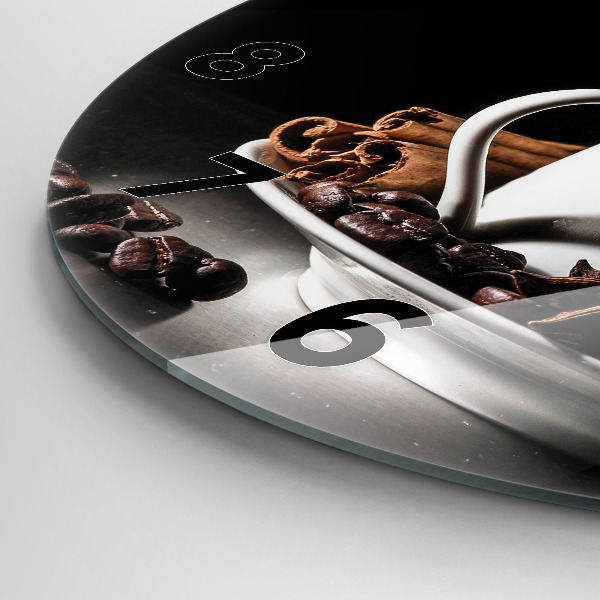 Round glass wall clock A cup of coffee