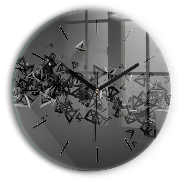 Round glass wall clock Dark abstraction