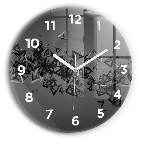 Round glass wall clock Dark abstraction