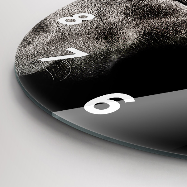 Round glass wall clock Scottish Fold Dog and Cat