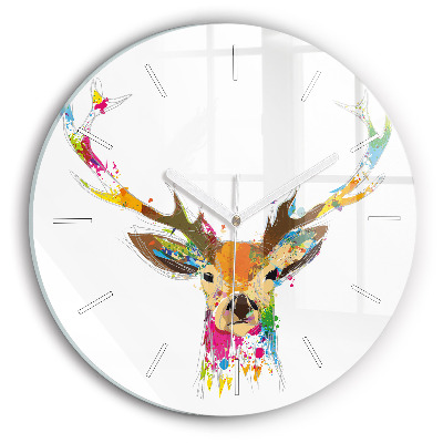 Round glass wall clock Deer head