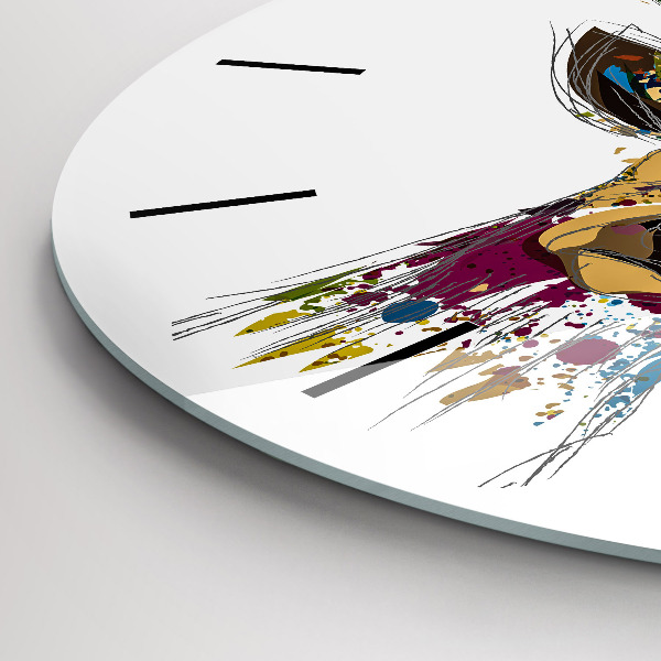 Round glass wall clock Deer head