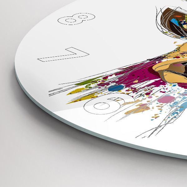 Round glass wall clock Deer head