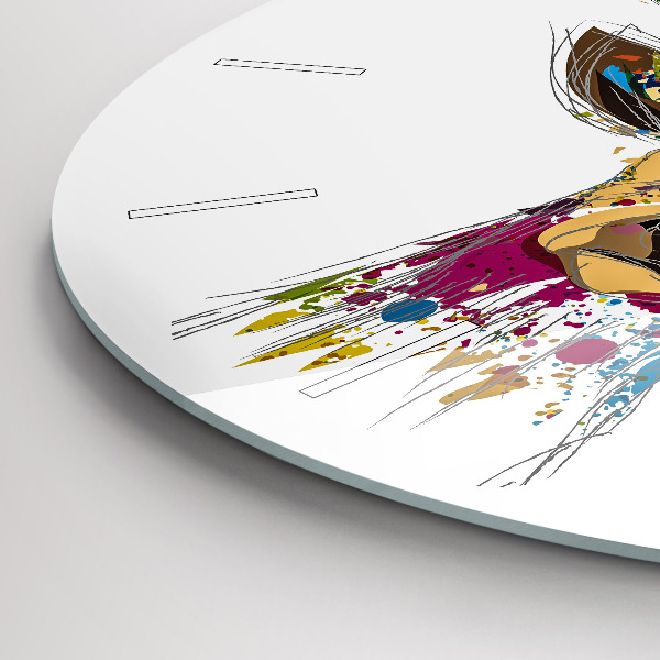 Round glass wall clock Deer head