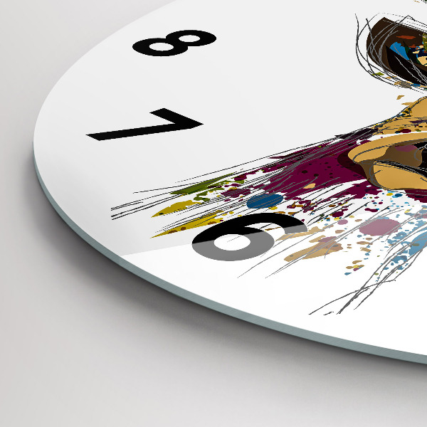 Round glass wall clock Deer head