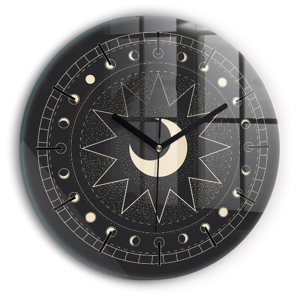 Round glass wall clock Moon phases