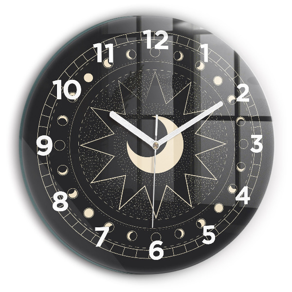 Round glass wall clock Moon phases