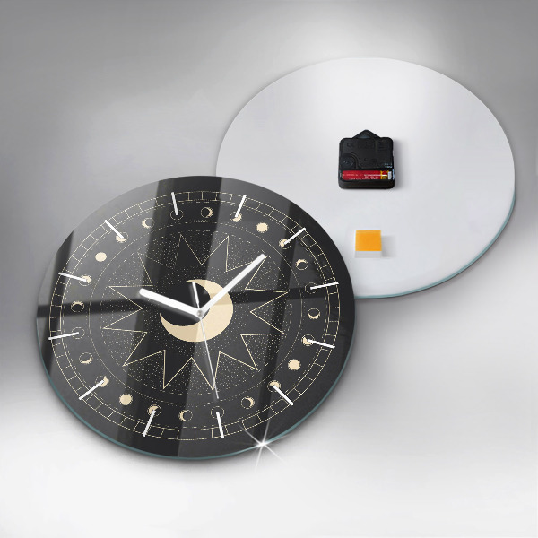 Round glass wall clock Moon phases