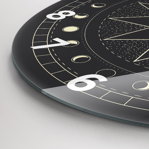 Round glass wall clock Moon phases