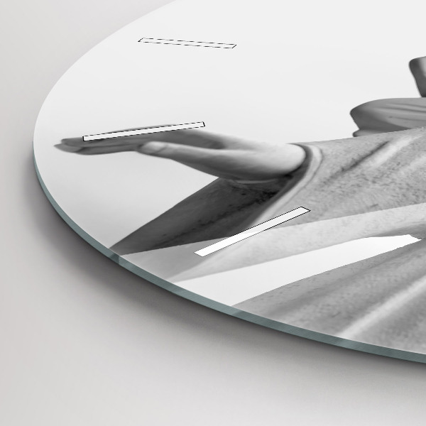 Round glass wall clock Old Angel Sculpture