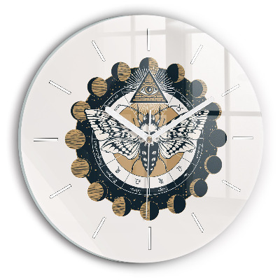 Round glass wall clock Moon Phases and the Eye