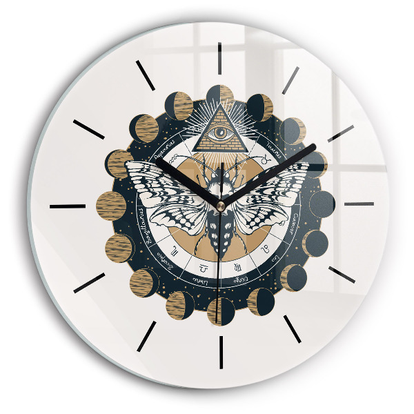 Round glass wall clock Moon Phases and the Eye
