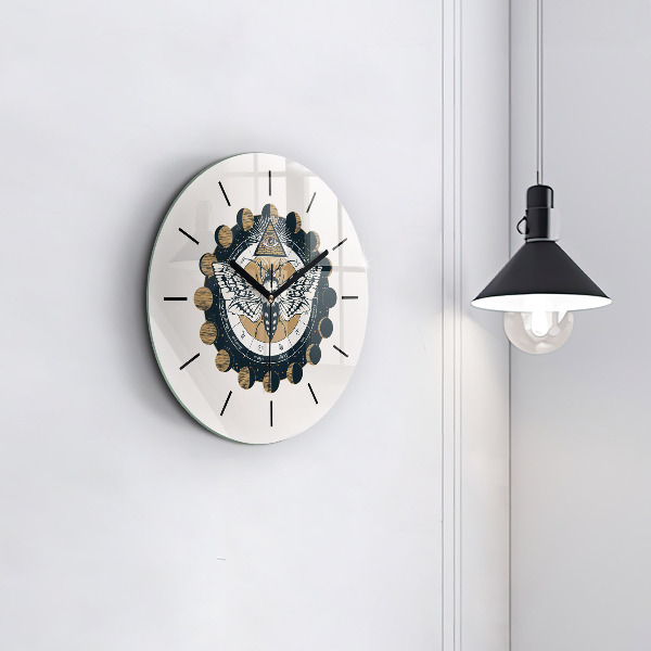 Round glass wall clock Moon Phases and the Eye