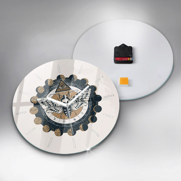Round glass wall clock Moon Phases and the Eye