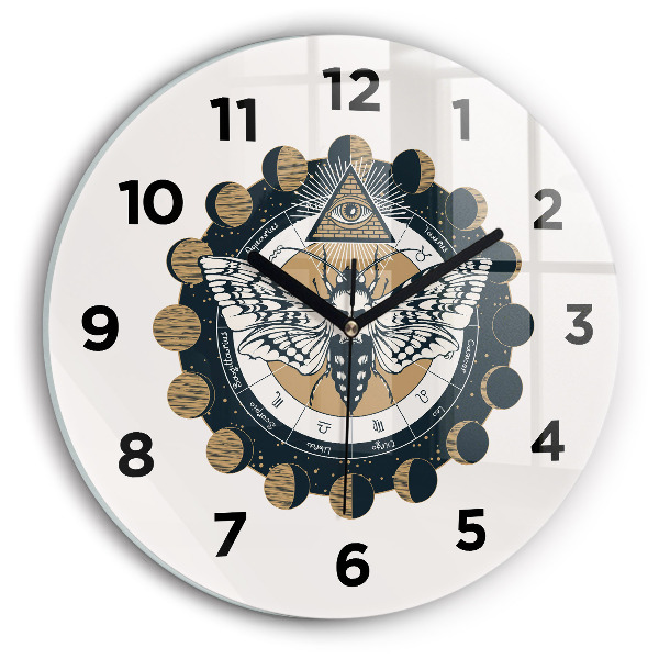 Round glass wall clock Moon Phases and the Eye