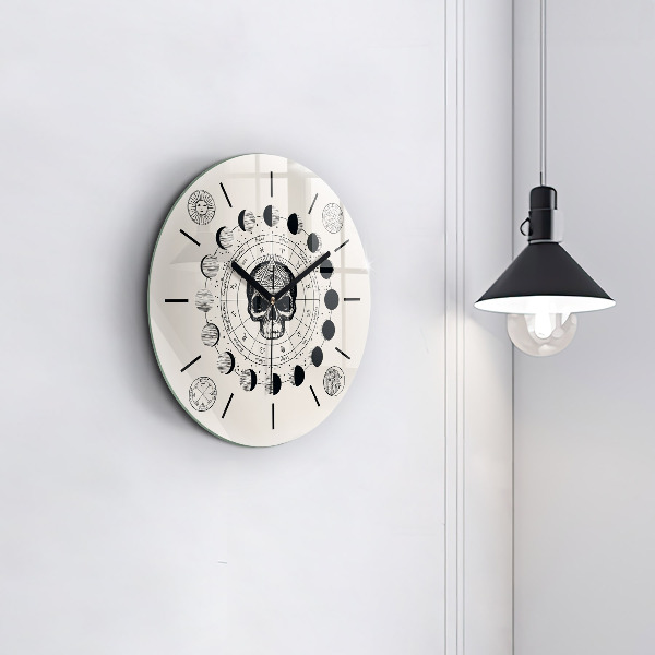 Round glass wall clock Moon phases