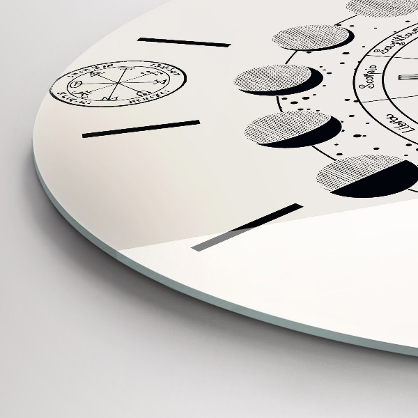 Round glass wall clock Moon phases