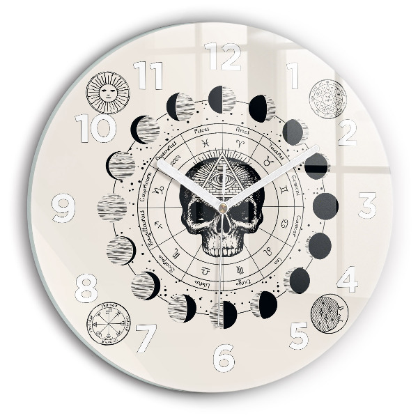 Round glass wall clock Moon phases