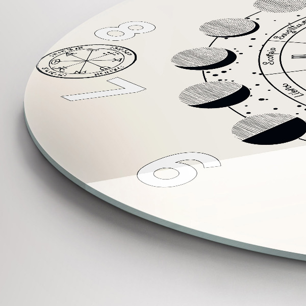 Round glass wall clock Moon phases